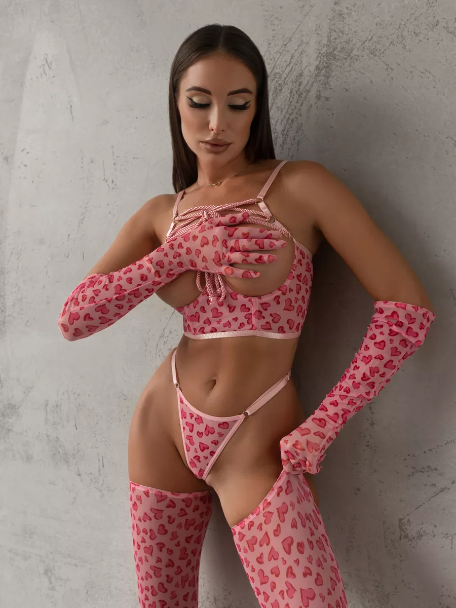 Hot Pink Love Lingerie Set